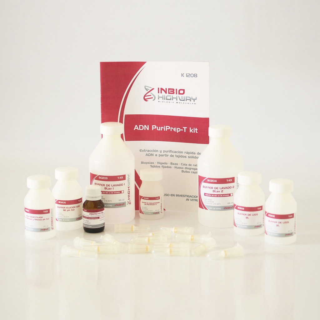 ADN PuriPrep-T kit, 50 extracciones Highway (incluye proteinasa K)