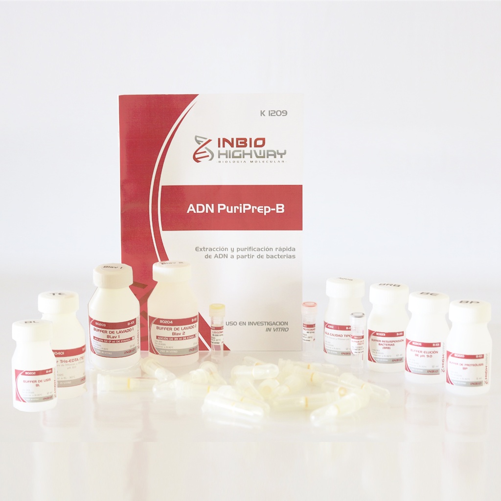 ADN Puriprep-B kit, 50 extracciones Highway (incluye lisozima y proteinasa K)